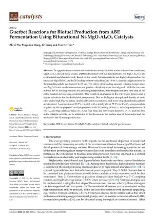 Guerbet Reactions for Biofuel Production from ABE Fermentation Using Bifunctional Ni-Mgo-Al2o3 Catalysts