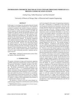 Information-Theoretic Bounds of Evolutionary Processes Modeled As a Protein Communication System