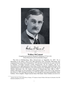 Wallace Mccamant Compiled and Written by Michael D