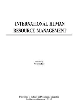 International Human Resource Management Book