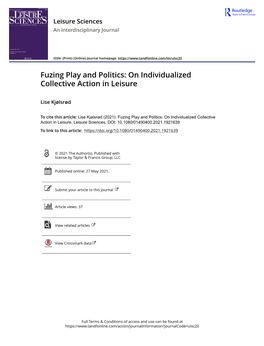 Fuzing Play and Politics: on Individualized Collective Action in Leisure