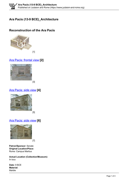 Ara Pacis (13-9 BCE) Architecture Published on Judaism and Rome (