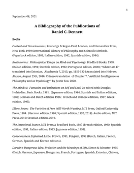 A Bibliography of the Publications of Daniel C. Dennett