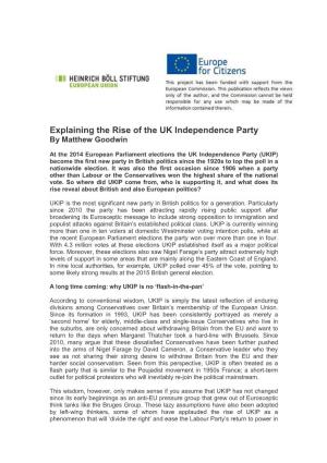 Explaining the Rise of the UK Independence Party by Matthew Goodwin