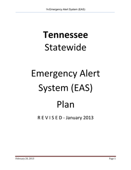 Tennessee Statewide Emergency Alert System (EAS) Plan