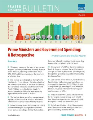 Prime Ministers and Government Spending: a Retrospective by Jason Clemens and Milagros Palacios