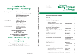 Association for Transpersonal Psychology Transpersonal Association For