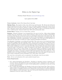 Ethics in the Digital Age