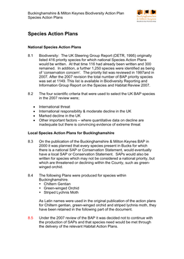 Species Action Plan for Green-Winged Orchid: (Orchis Morio) in Buckinghamshire