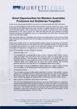 Great Opportunities for Western Australian Producers