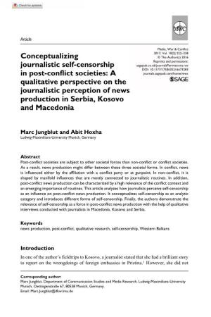 Conceptualizing Journalistic Self-Censorship