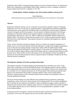 Siebenhaar, Beat (2004): Comparing Timing Models of Two Swiss German Dialects