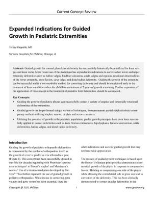 Expanded Indications for Guided Growth in Pediatric Extremities