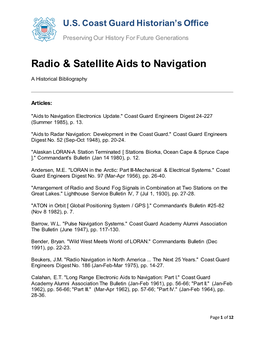 Radio & Satellite Aids to Navigation