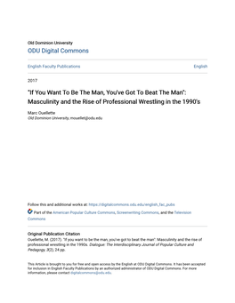 "If You Want to Be the Man, You've Got to Beat the Man": Masculinity and the Rise of Professional Wrestling in the 1990'S