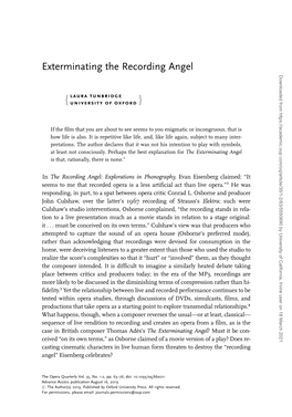 Exterminating the Recording Angel Downloaded from by University of California, Irvine User on 18 March 2021