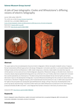 A Tale of Two Telegraphs: Cooke and Wheatstone's Differing Visions Of