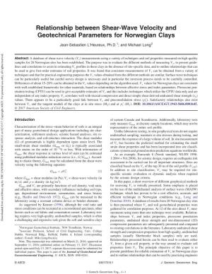 Relationship Between Shear-Wave Velocity and Geotechnical Parameters for Norwegian Clays