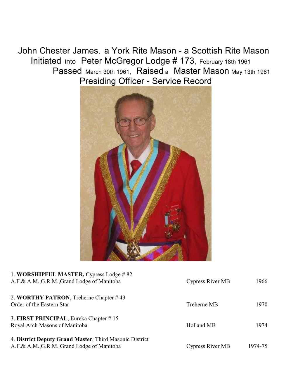 John Chester James. a York Rite Mason