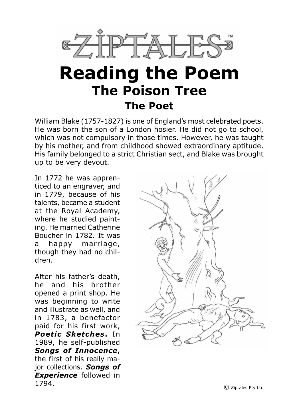 Reading the Poem the Poison Tree the Poet William Blake (1757-1827) Is One of England’S Most Celebrated Poets