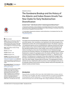 The Gondwana Breakup and the History of the Atlantic and Indian Oceans Unveils Two New Clades for Early Neobatrachian Diversification