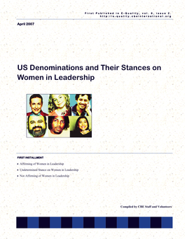 US Denominations and Their Stances on Women in Leadership