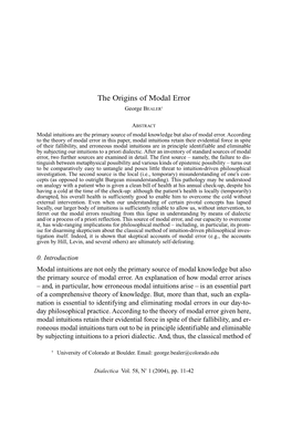 The Origins of Modal Error