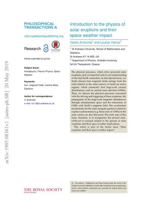 Introduction to the Physics of Solar Eruptions and Their Space Weather Impact