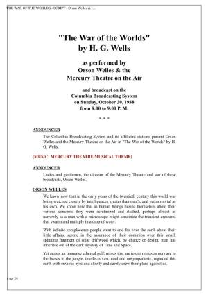 THE WAR of the WORLDS - SCRIPT - Orson Welles & T
