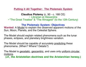 The Ptolemaic System Claudius Ptolemy
