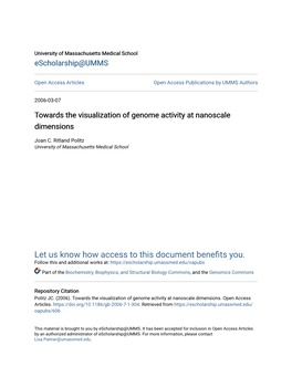 Towards the Visualization of Genome Activity at Nanoscale Dimensions