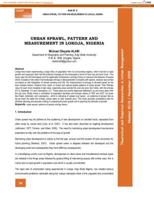 Urban Sprawl, Pattern and Measurement in Lokoja, Nigeria