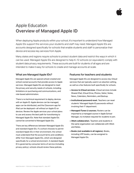 Apple Education Overview of Managed Apple ID