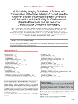 Multimodality Imaging Guidelines of Patients with Transposition of the Great Arteries