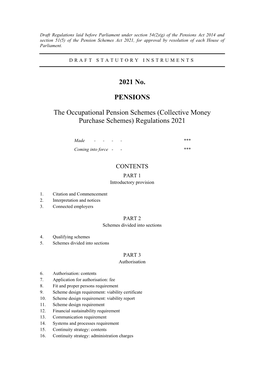 Collective Money Purchase Schemes) Regulations 2021