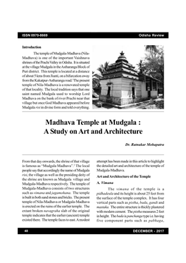 Madhava Temple at Mudgala : a Study on Art and Architecture
