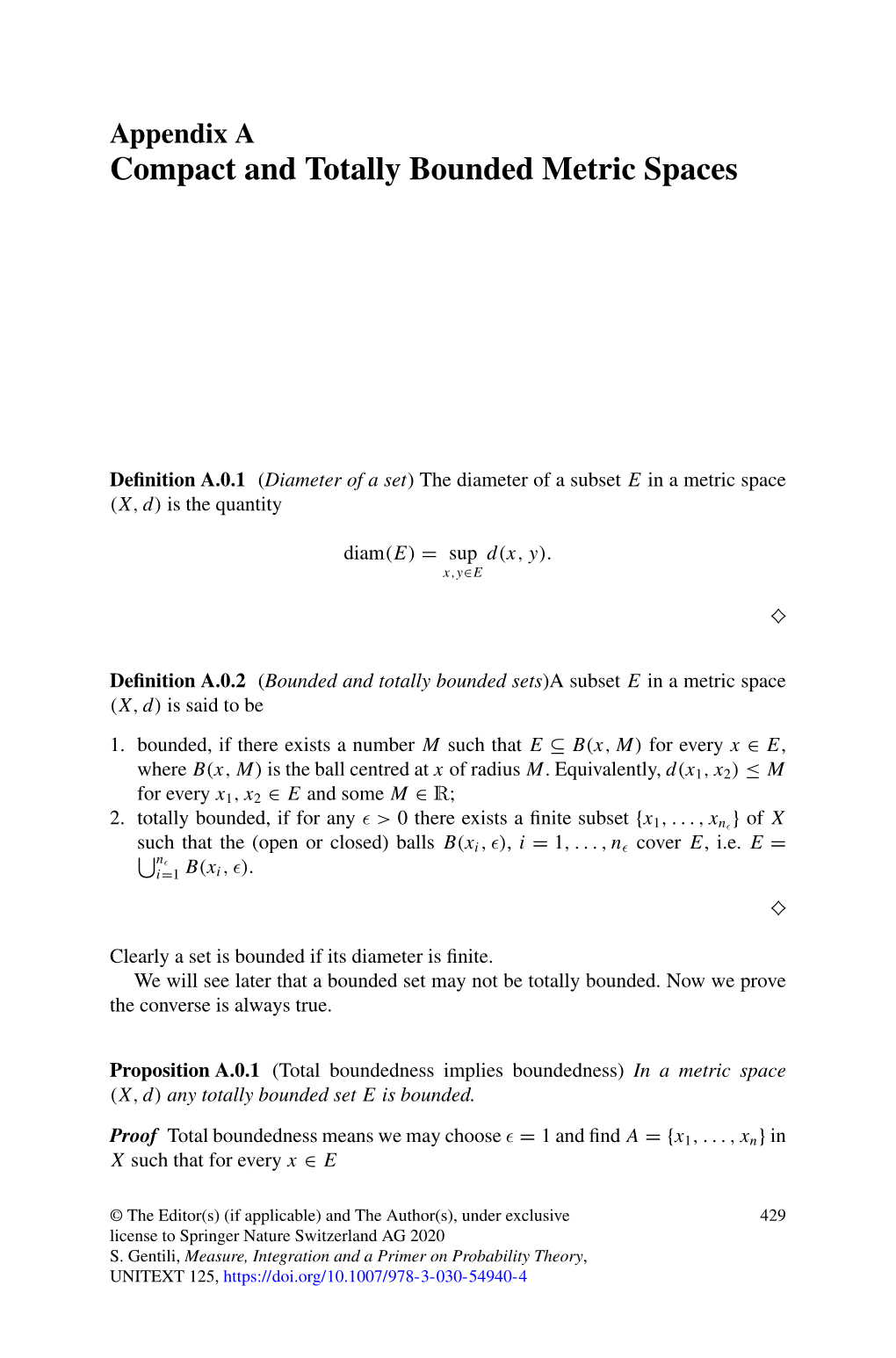 Compact and Totally Bounded Metric Spaces