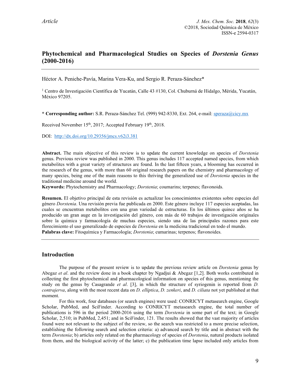 Phytochemical and Pharmacological Studies on Species of Dorstenia Genus (2000-2016)