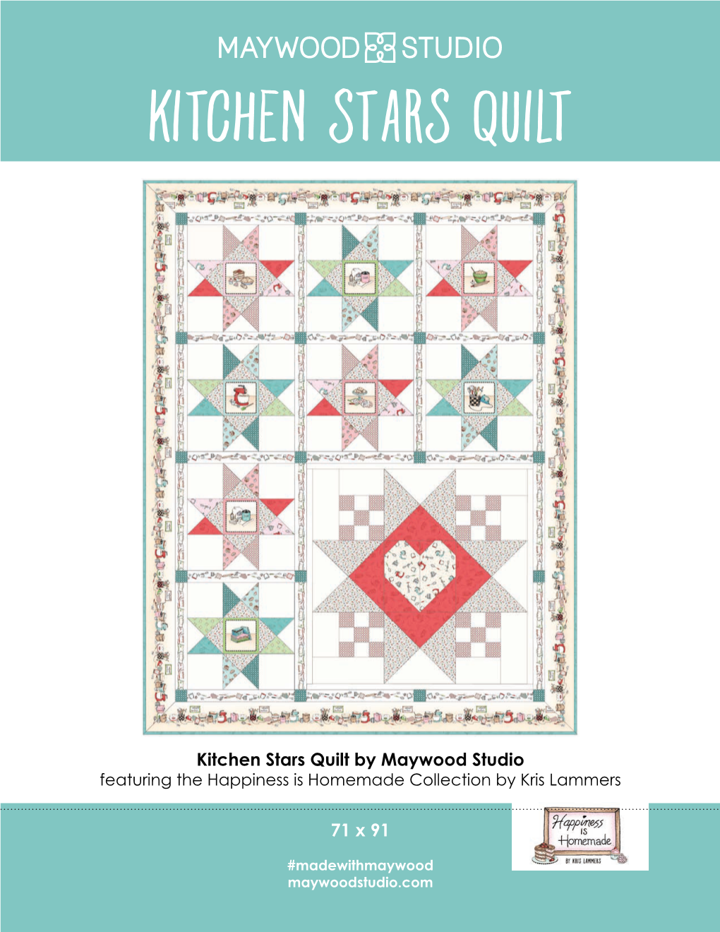 71 X 91 Kitchen Stars Quilt by Maywood Studio