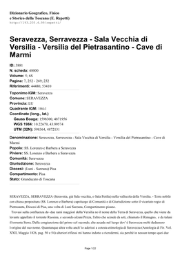 Seravezza, Serravezza - Sala Vecchia Di Versilia - Versilia Del Pietrasantino - Cave Di Marmi