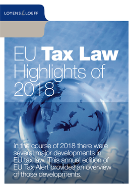 EU Tax Law Highlights of 2018