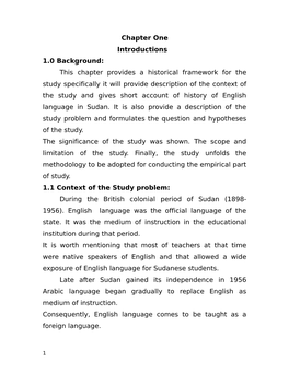 This Chapter Provides a Historical Framework For