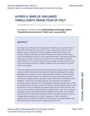 Alfred H. Barr, Jr. and James Thrall Soby's Grand Tour of Italy