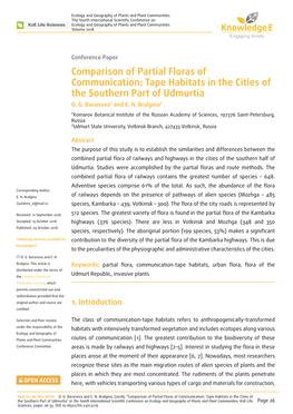 Comparison of Partial Floras of Communication: Tape Habitats in the Cities of the Southern Part of Udmurtia O