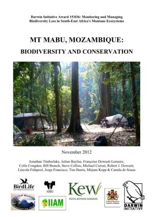 Mt Mabu, Mozambique: Biodiversity and Conservation