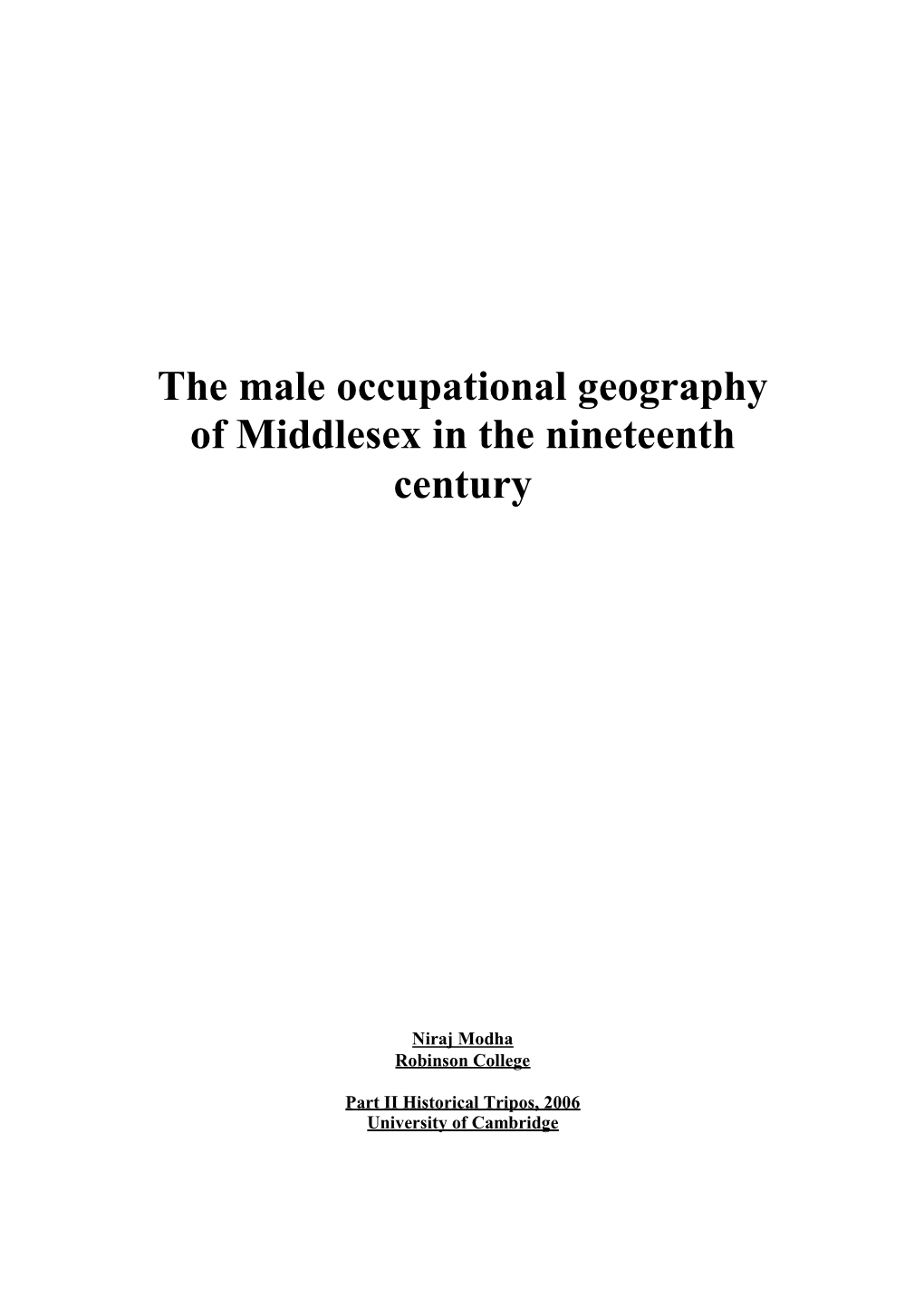 The Male Occupational Geography of Middlesex in the Nineteenth Century
