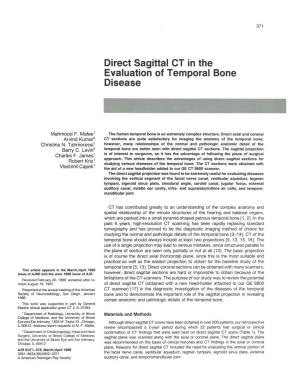 Direct Sagittal CT in the Evaluation of Temporal Bone Disease