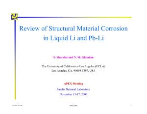 Review of Structural Material Corrosion in Liquid Li and Pb-Li