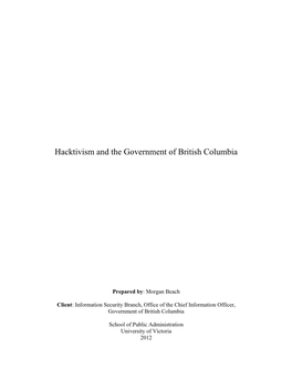 Hacktivism and the Government of British Columbia