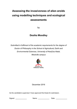 Assessing the Invasiveness of Alien Aroids Using Modelling Techniques and Ecological Assessments